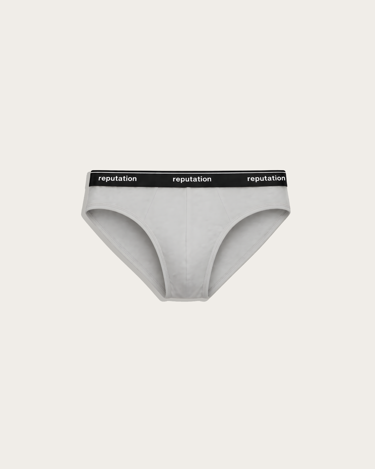Reputation Signature Brief 01 in stone gray, flat lay