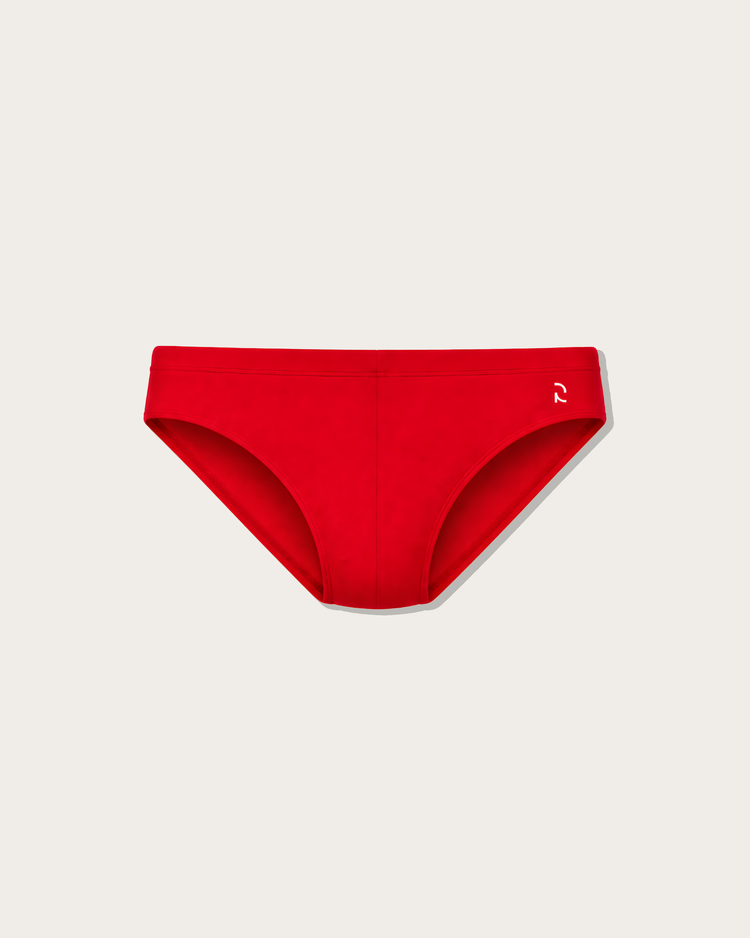 Reputation Signature Swim Brief 01 in red, flat lay