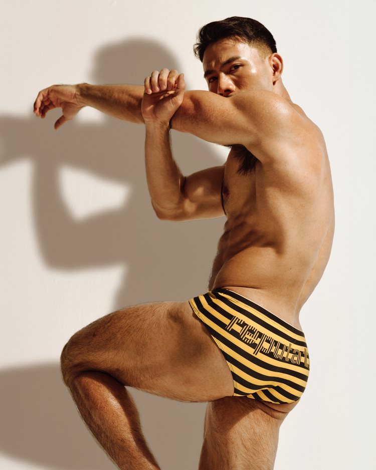 Reputation Signature Sunga 01 Stripe in yellow and black, model view